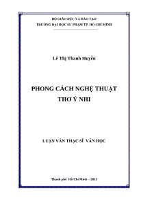 Luận văn Thạc sĩ Văn học: Phong cách nghệ thuật thơ Ý Nhi