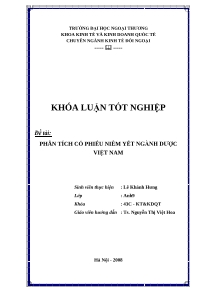 Khóa luận tốt nghiệp: Phân tích cổ phiếu niêm yết nghành dược Việt Nam
